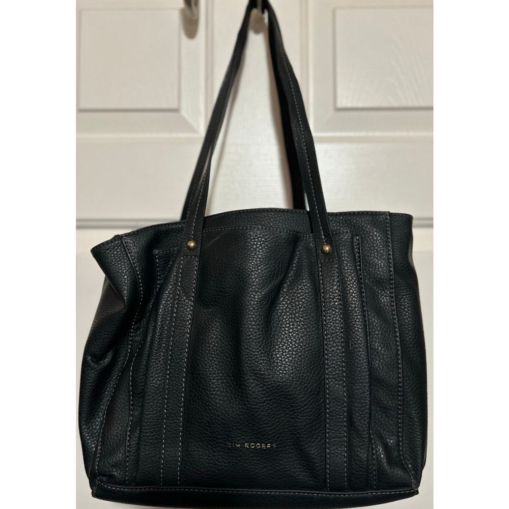 Kim Rogers Women's Black Textured Handbag Deep Pockets Outside Handbag